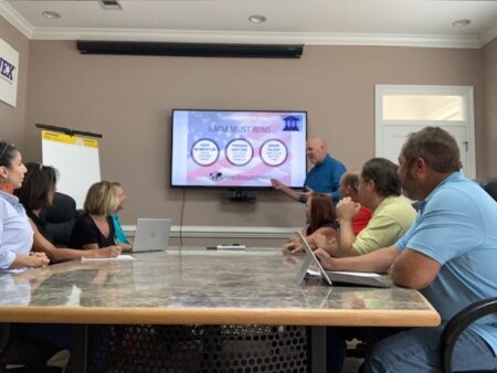 Business team meeting focused on growth strategies and effective collaboration in a modern conference room.